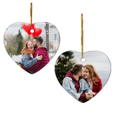 Personalized First Christmas Married Ornament Custom Photo Ceramic Ornaments 2024 for Boyfriend Girlfriend Lover Husband Wife Just Married Xmas Decorations Heart Ornaments